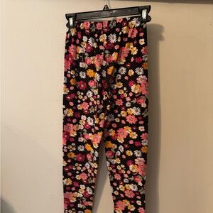 LuLaRoe Black and Pink Floral Leggings